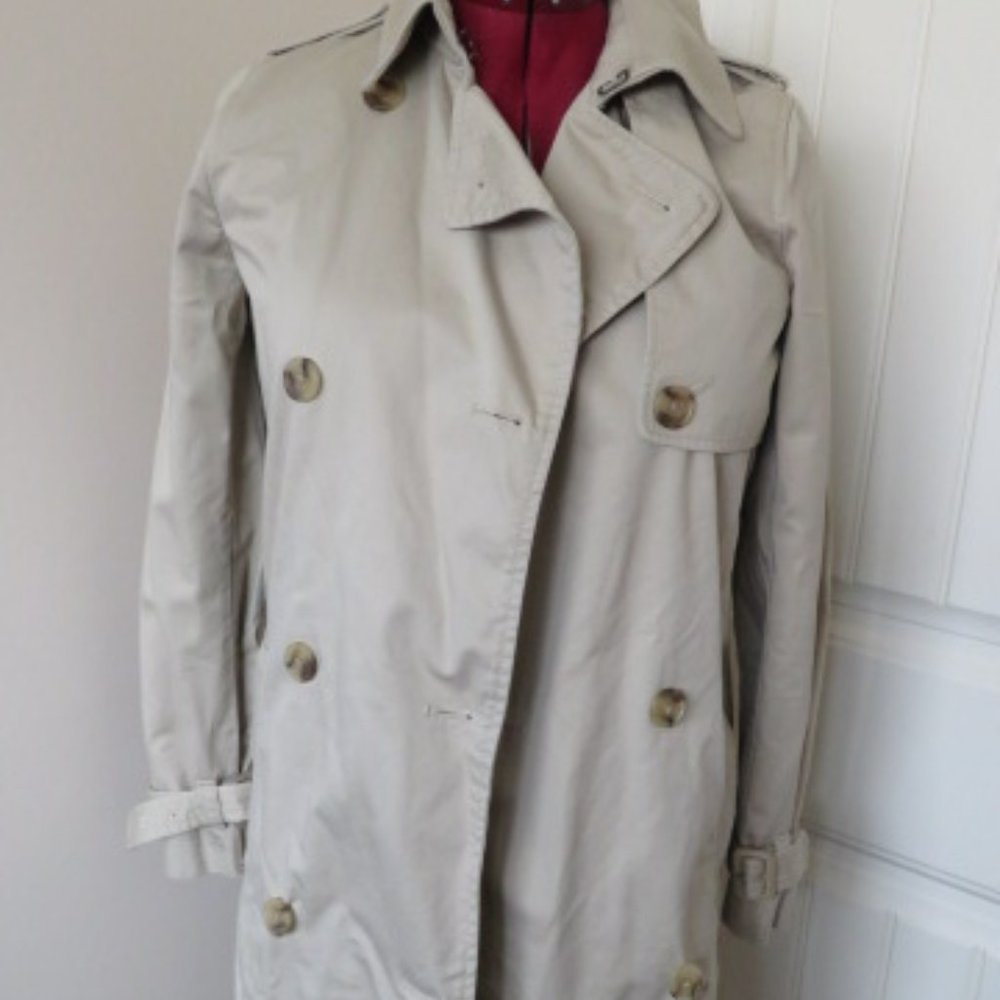 GAP Unisex Tan Double Breasted Trench Raincoat Lined XS (K362)